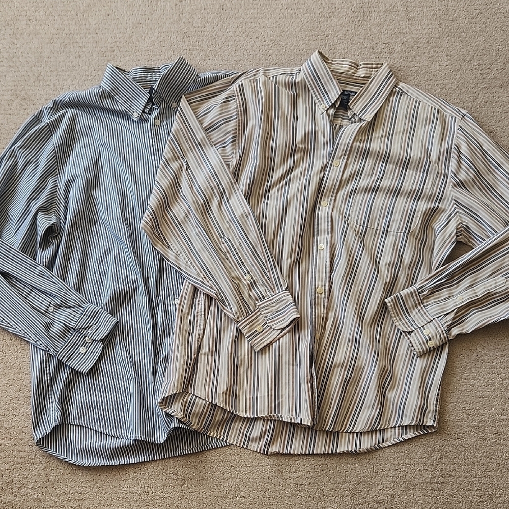 2 Pack Basic Editions Button Down L9ng Sleeve Dress Shirts Size L